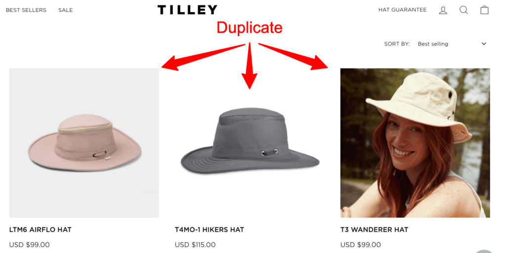 Tilly Duplicate Product Pages