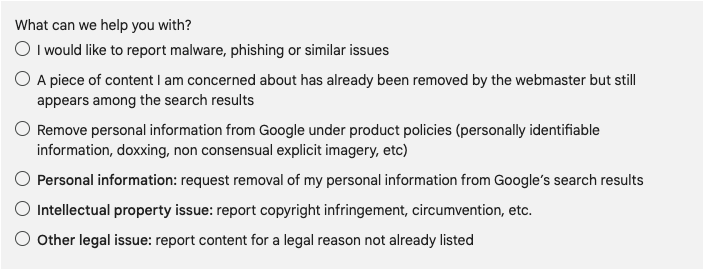 Google DMCA Form