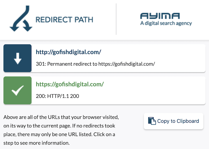 Redirect Path screenshot example